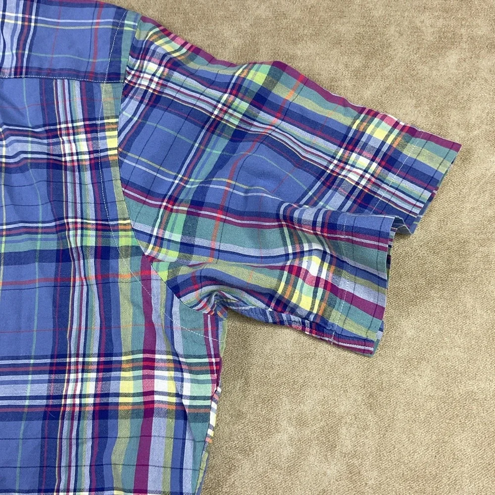 Polo Ralph Lauren Plaid Shirt Mens L Short Sleeve Button Down Classic Vintage